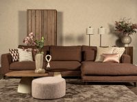 Hoekbank stof bruin losse kussens