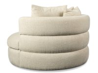 Horizontale stiknaden rugleuning fauteuil rond naturel
