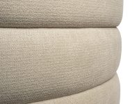 Horizontale stiksels rugleuning rondingen stof fauteuil naturel