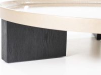 Hout zwarte poten met beige rond blad metaal