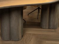 Klaverpoot set twee hout bruin organische eettafel