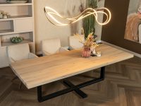Kruispoot zwart metaal eettafel eiken hout licht