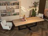 Kruispoot zwart metaal eiken houten eettafel