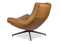 Leren fauteuil draaivoet zwart metaal cognac