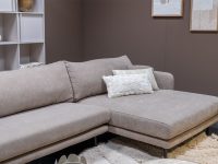 Hoekbank beige bruin stof
