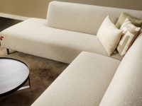 Liggedeelte beige stof hoekbank