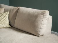 Ronde vormen hoekbank stof licht grijs beige Losse rugkussesn