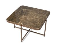 Marmeren salontafel vierkant poot bruin metaal