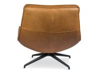 Metalen draaivoet zwart leren fauteuil cognac bruin