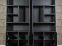 boekenkast hout zwart open en gesloten