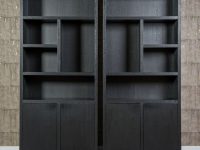 boekenkast hout zwart open en gesloten