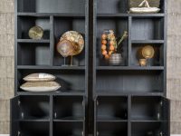 boekenkast hout zwart open en gesloten