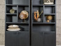 boekenkast hout zwart open en gesloten