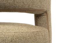 Open rugleuning rond beige stof fauteuil