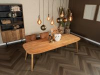 Ovaal rechte eettafel hout licht