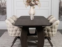 Ovale poot met opening hout eettafel bruin