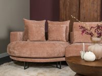 Ronde hoekbank roze stof kussens