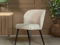 Ronde rug eetkamerstoel stof beige