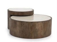 Ronde salontafel set bruin hout