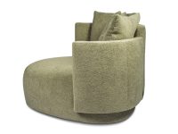 Fauteuil rond groen stof met rugkussens