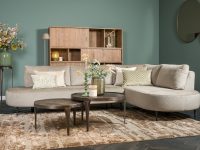 Ronde vormen hoekbank stof licht grijs beige
