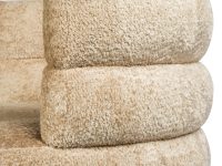 Rondingen rugleuning beige stof eetkamerstoel