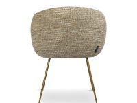 Rugleuning rond met beige stof en gouden poten eetkamerstoel