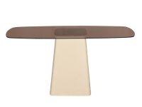 Sidetable ovaal rookglas stalen poot ivoor