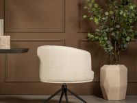 Stof beige eetkamerstoel draaipoot zwart