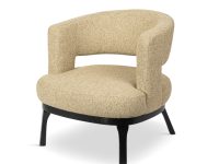 Stoffen beige fauteuil beuken onderstel zwart