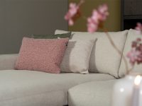Stoffen beige hoekbank