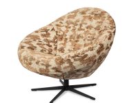 Stoffen fauteuil patroon bruin met metalen stervoet zwart