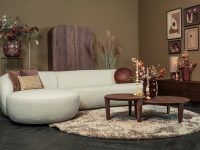 Strakke hoekbank stof beige