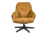Zwart metaal onderstel fauteuil cognac bruin leer