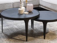 Zwart metalen salontafel set rond