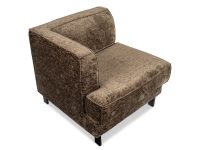 Zwarte poot onder fauetuil stof bruin links