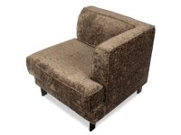 Zwarte poot onder fauetuil stof bruin rechts