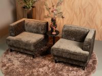 bruinen fauteuil stof vierkant