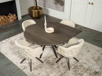 druppel vorm eettafel donkerbruin met metalen spinpoot