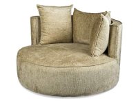 fauteuil creme beige rond met kussens en rugleuning en draaifunctie