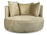 ronde fauteuil creme bruin zand kleur stof met draaiffunctie